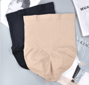 New Silicone Design Breathable High-Waisted Shaping Panties (Option: Black and Nude set-XXXL)